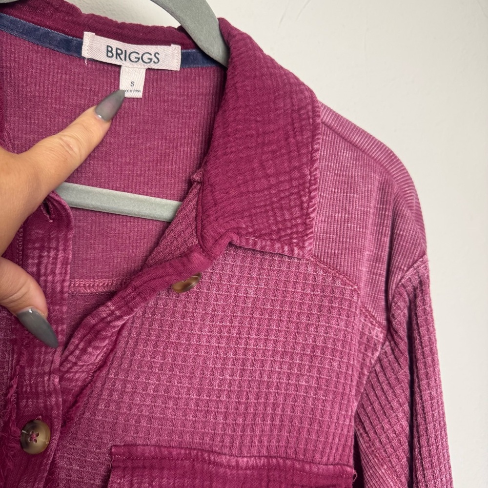 Briggs Mineral Wash‎ Waffle Knit Button Down Long Sleeve Top - Picture 6 of 8